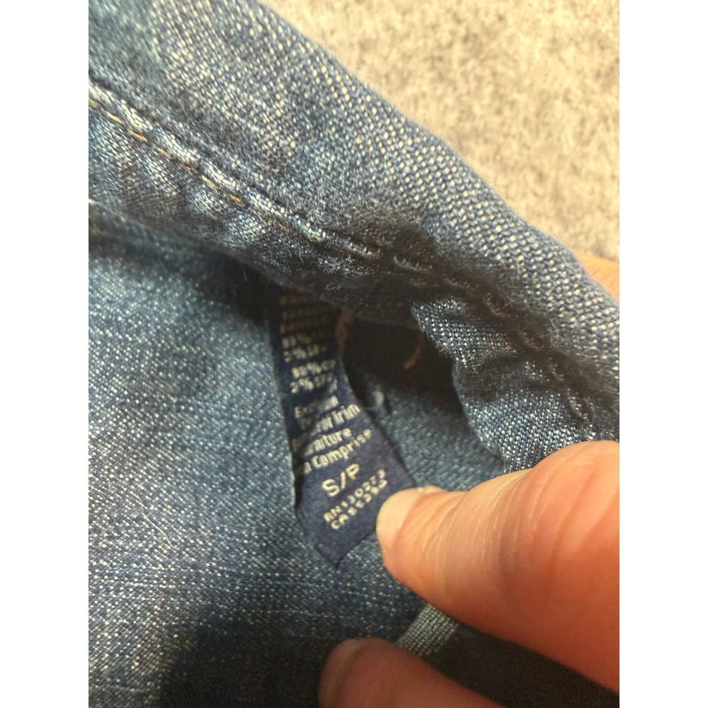 Wrangler Mens Blue‎ Denim Western Snap Shirt Small Pearl Snap Cowboy Long Slv - Picture 4 of 9